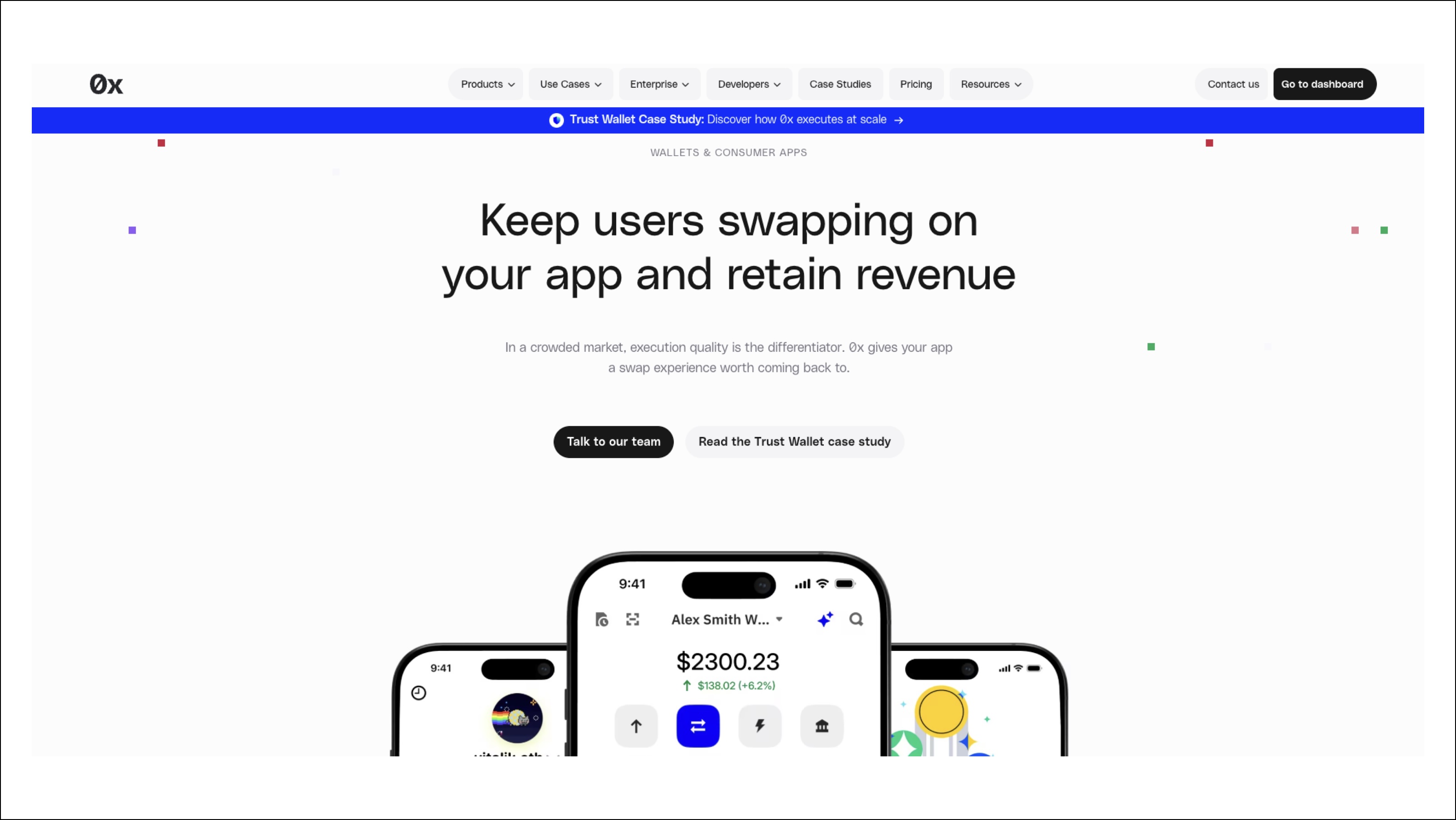0x for Wallets solution page